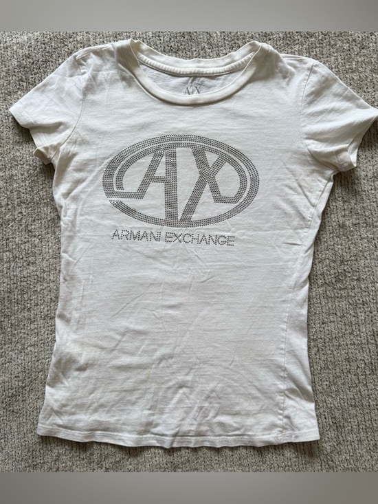 Armani Exchange Tops - Armani Exchange AX Rhinestone Logo Baby Tee White Y2K Style Size XS